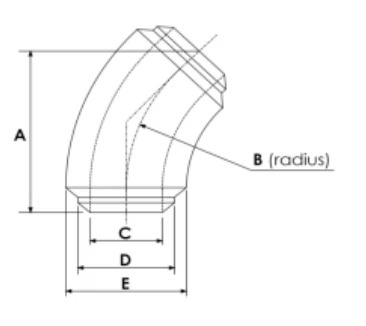 AISI 4130 Long Sweep Elbows (45) AISI 4130 Long Sweep Elbows (45)